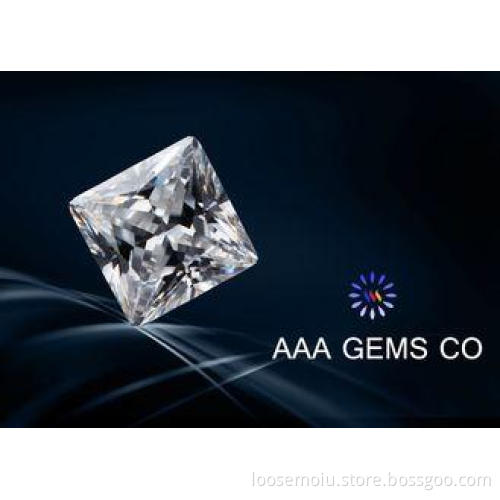 VVS1 Super White Moissanite For Princess Square Cutting Sha
